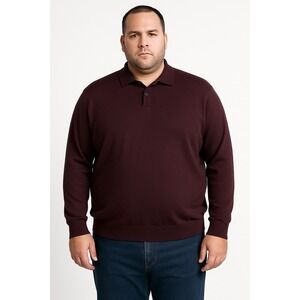 E-Luxe Extra Fine Merino Wool Purple Knit Polo Sweater Men XL Softwear